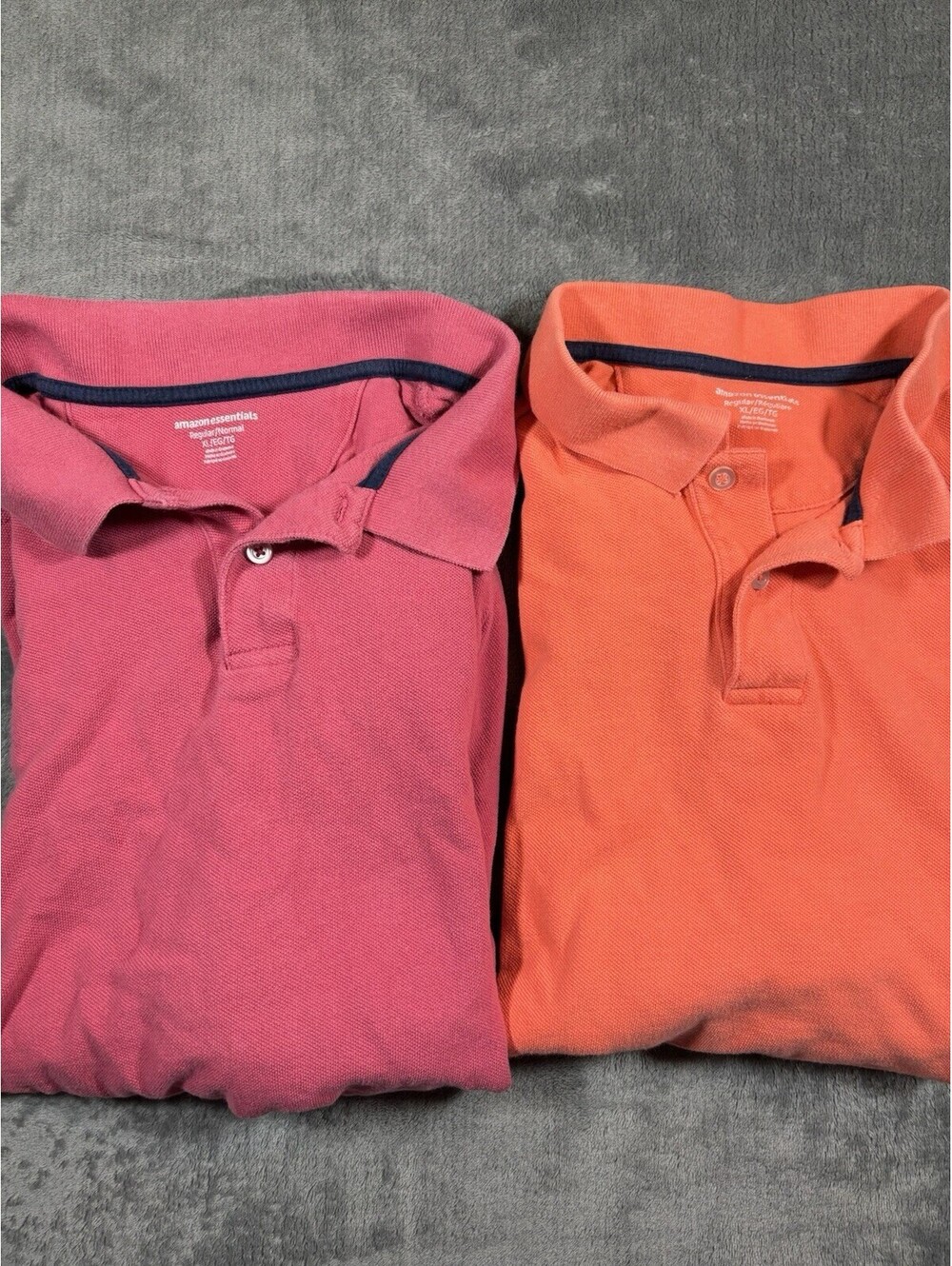 Amazon Essentials Polo Lot Of 2 Size XL Orange Red Bundle Preppy Classic